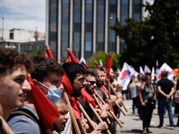 Protest front of the Greek Parliament by teachers and students against the new education multi-bill which was voted today in Athens, Greece...