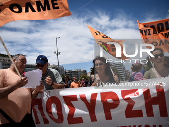 Protest front of the Greek Parliament by teachers and students against the new education multi-bill which was voted today in Athens, Greece...