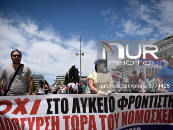 Protest front of the Greek Parliament by teachers and students against the new education multi-bill which was voted today in Athens, Greece...