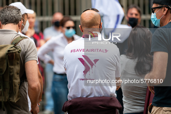 The assembly of Airitaly workers in front of Regione Lombardia building for the updates on the liquidation of the company on June 12, 2020 i...