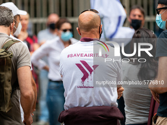 The assembly of Airitaly workers in front of Regione Lombardia building for the updates on the liquidation of the company on June 12, 2020 i...