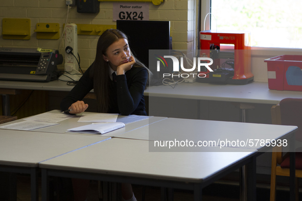  A year 10 pupil doing work . Ortu Gable Hall School in Corringham, Essex return after a long break due to the COVID-19 pandemic on Tuesday...