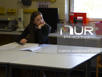  A year 10 pupil doing work . Ortu Gable Hall School in Corringham, Essex return after a long break due to the COVID-19 pandemic on Tuesday...