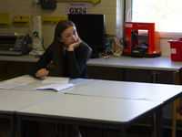  A year 10 pupil doing work . Ortu Gable Hall School in Corringham, Essex return after a long break due to the COVID-19 pandemic on Tuesday...