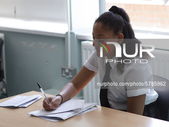  A Year 10 pupil doing work. Ortu Gable Hall School in Corringham, Essex return after a long break due to the COVID-19 pandemic on Tuesday 1...