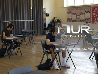   A group of Year 12 pupils working. Ortu Gable Hall School in Corringham, Essex return after a long break due to the COVID-19 pandemic on T...