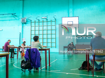 A student during his exam in Turin, Italy 17th June 2020. The final high school exam represents a return to class for students and teachers...