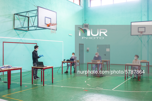 A student during his exam in Turin, Italy 17th June 2020. The final high school exam represents a return to class for students and teachers...