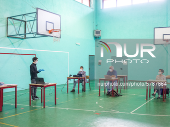 A student during his exam in Turin, Italy 17th June 2020. The final high school exam represents a return to class for students and teachers...