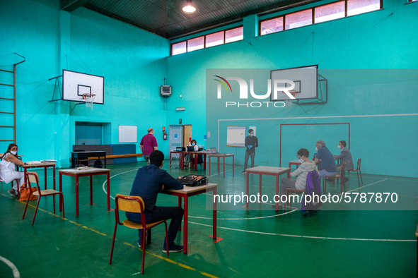 A student during his exam in Turin, Italy 17th June 2020. The final high school exam represents a return to class for students and teachers...