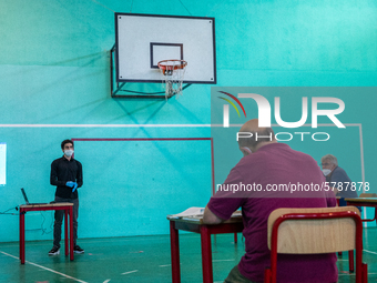 A student during his exam in Turin, Italy 17th June 2020. The final high school exam represents a return to class for students and teachers...