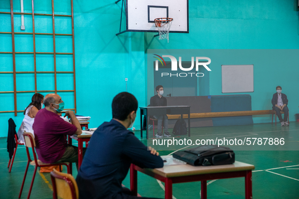 A student during his exam in Turin, Italy 17th June 2020. The final high school exam represents a return to class for students and teachers...