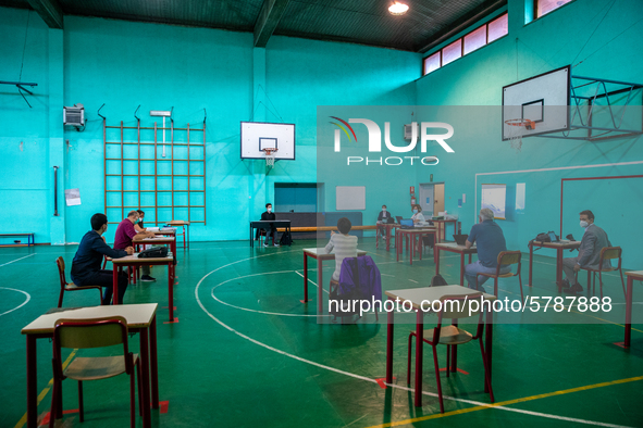 A student during his exam in Turin, Italy 17th June 2020. The final high school exam represents a return to class for students and teachers...