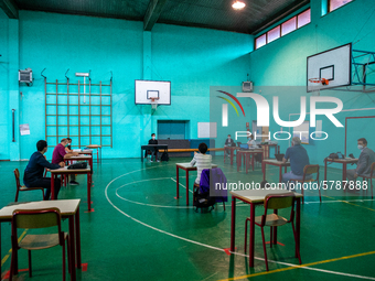 A student during his exam in Turin, Italy 17th June 2020. The final high school exam represents a return to class for students and teachers...