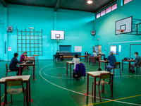 A student during his exam in Turin, Italy 17th June 2020. The final high school exam represents a return to class for students and teachers...