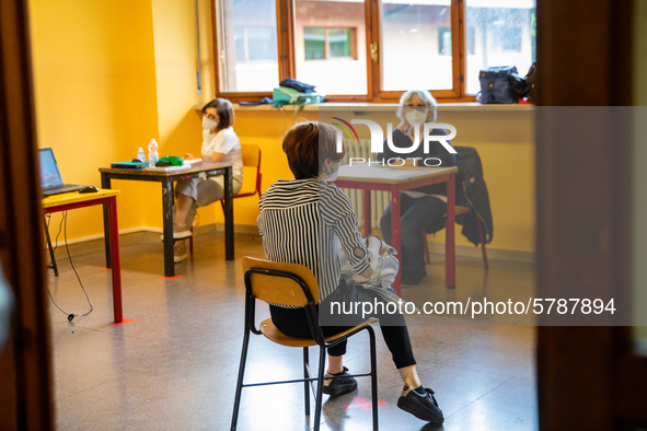 A student during his exam in Turin, Italy 17th June 2020. The final high school exam represents a return to class for students and teachers...