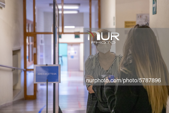 A student waits for her turn to begin the exam in Turin, Italy on 17th June 2020. The final high school exam represents a return to class fo...