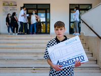 A student poses after taking the State Exam in Molfetta at the Don Tonino Bello High School in Molfetta, Italy on June 18, 2020.
The State...