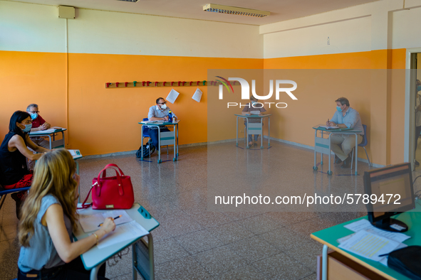 The selection board during the State Exam in Molfetta at the Don Tonino Bello High School in Molfetta, Italy on June 18th 2020. The State Ex...