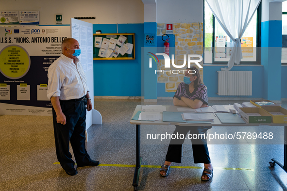 Employees of the Don Tonino Bello High School in Molfetta, Italy, during the State Exams on 18 June 2020.
The State Exams of High School st...