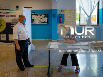 Employees of the Don Tonino Bello High School in Molfetta, Italy, during the State Exams on 18 June 2020.
The State Exams of High School st...