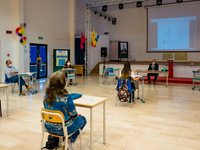 A student and the jury during the State Exam in Molfetta at the Don Tonino Bello High School in Molfetta, Italy on June 18, 2020.
The State...