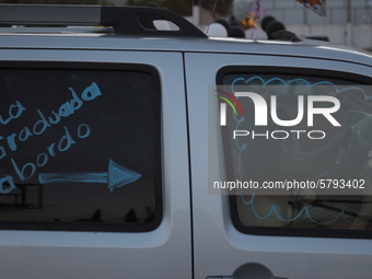 Ciudad Juarez High school students receive their diplomas inside their vehicles at a ''drive in'' graduation ceremony held at the Centro Cul...