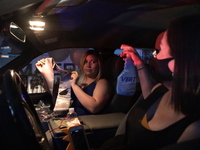 Ciudad Juarez High school students receive their diplomas inside their vehicles at a ''drive in'' graduation ceremony held at the Centro Cul...