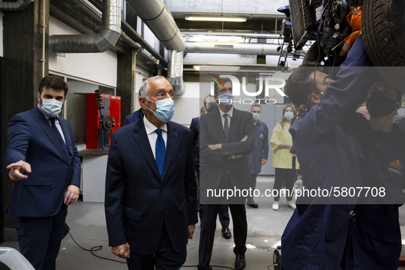 President of the Republic Marcelo Rebelo De Sousa, Minister of Education Tiago Brandao Rodrigues and President of the Chamber of Porto Rui M...