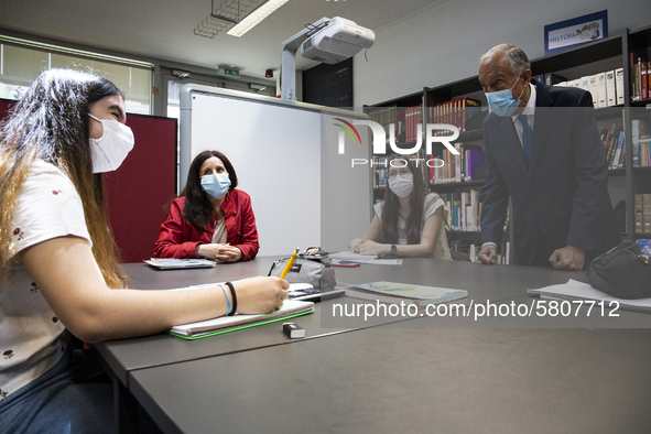 President of the Republic Marcelo Rebelo De Sousa, Minister of Education Tiago Brandao Rodrigues and President of the Chamber of Porto Rui M...