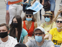 Ukrainian students take part at a rally against the appointment of acting Minister of Education and Science of Ukraine Serhiy Shkarlet on hi...