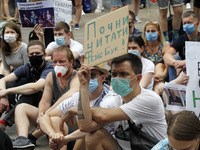 Ukrainian students take part at a rally against the appointment of acting Minister of Education and Science of Ukraine Serhiy Shkarlet on hi...