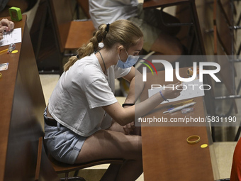 Students  enter to take the exams of the Evaluation of Access to University (EVAU) in Complutense University on July 06, 2020 in  Madrid, Sp...