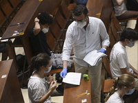 Students  enter to take the exams of the Evaluation of Access to University (EVAU) in Complutense University on July 06, 2020 in  Madrid, Sp...