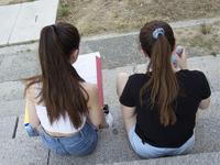 Students  enter to take the exams of the Evaluation of Access to University (EVAU) in Complutense University on July 06, 2020 in  Madrid, Sp...