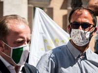 The former Minister of Education, University and Research Lorenzo Fioramonti, during  the Flash Mob of precarious teachers 'I exist' The Nat...