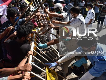 Left Front students union, youth wing and women's association protest on 16th July 2020, Kolkata, India. According to recent emergency situa...