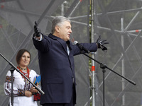 Former Ukrainian President and the leader of 'European Solidarity' party Petro Poroshenko speaks during a rally in support Ukrainian languag...