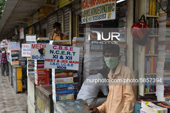 Empty streets of the Book Market In Kolkata, India, on July 16, 2020. According to the very recent situation all the educational institution...