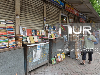 Empty streets of the Book Market In Kolkata, India, on July 16, 2020. According to the very recent situation all the educational institution...