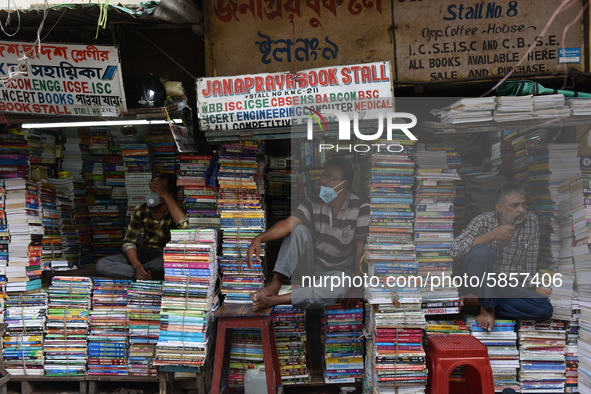 Empty streets of the Book Market In Kolkata, India, on July 16, 2020. According to the very recent situation all the educational institution...