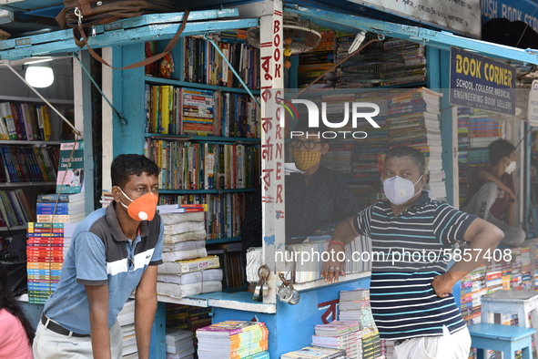 Empty streets of the Book Market In Kolkata, India, on July 16, 2020. According to the very recent situation all the educational institution...