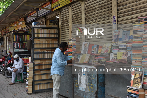 Empty streets of the Book Market In Kolkata, India, on July 16, 2020. According to the very recent situation all the educational institution...