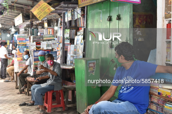 Empty streets of the Book Market In Kolkata, India, on July 16, 2020. According to the very recent situation all the educational institution...