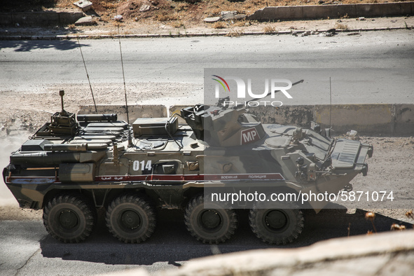 A joint Russian-Turkish patrol operates on the M4 motorway from the village of Turnaba to the village of Ain Al-Hour to the west of the city...