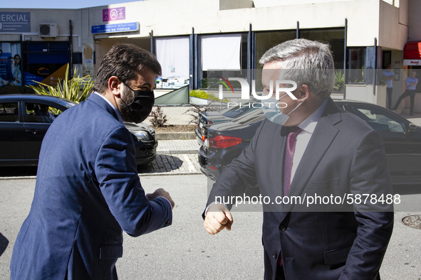 Minister of Education Tiago Brandao Rodrigues (L) and Mayor of Gaia, Eduardo Vitor Rodrigue  on July 24, 2020, Vila Nova de Gaia, Portugal 