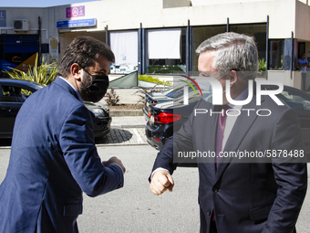 Minister of Education Tiago Brandao Rodrigues (L) and Mayor of Gaia, Eduardo Vitor Rodrigue  on July 24, 2020, Vila Nova de Gaia, Portugal (