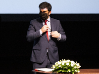 Minister of Education Tiago Brandao Rodrigues at a session, at the Autidorio Municipal de Gaia, of agreements to remove asbestos in schools...