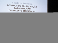 Minister of Education Tiago Brandao Rodrigues (R) and Mayor of Gaia, Eduardo Vitor Rodrigue during a session meeting, at the Autidorio Munic...