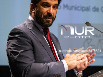 Minister of Education Tiago Brandao Rodrigues at a session, at the Autidorio Municipal de Gaia, of agreements to remove asbestos in schools...